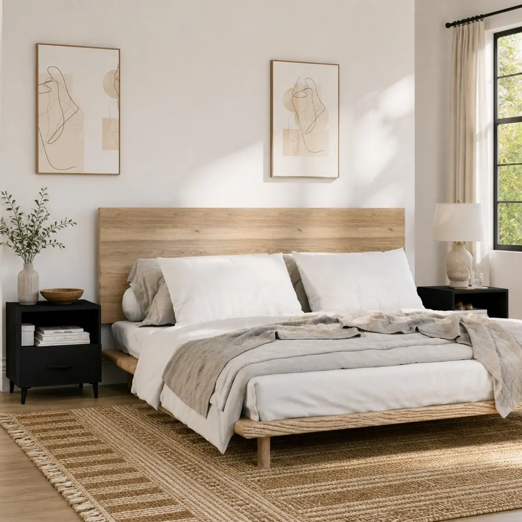 Bedside Cabinets 2 pcs Black Storage Nightstand Drawer Shelf Bedroom Furniture