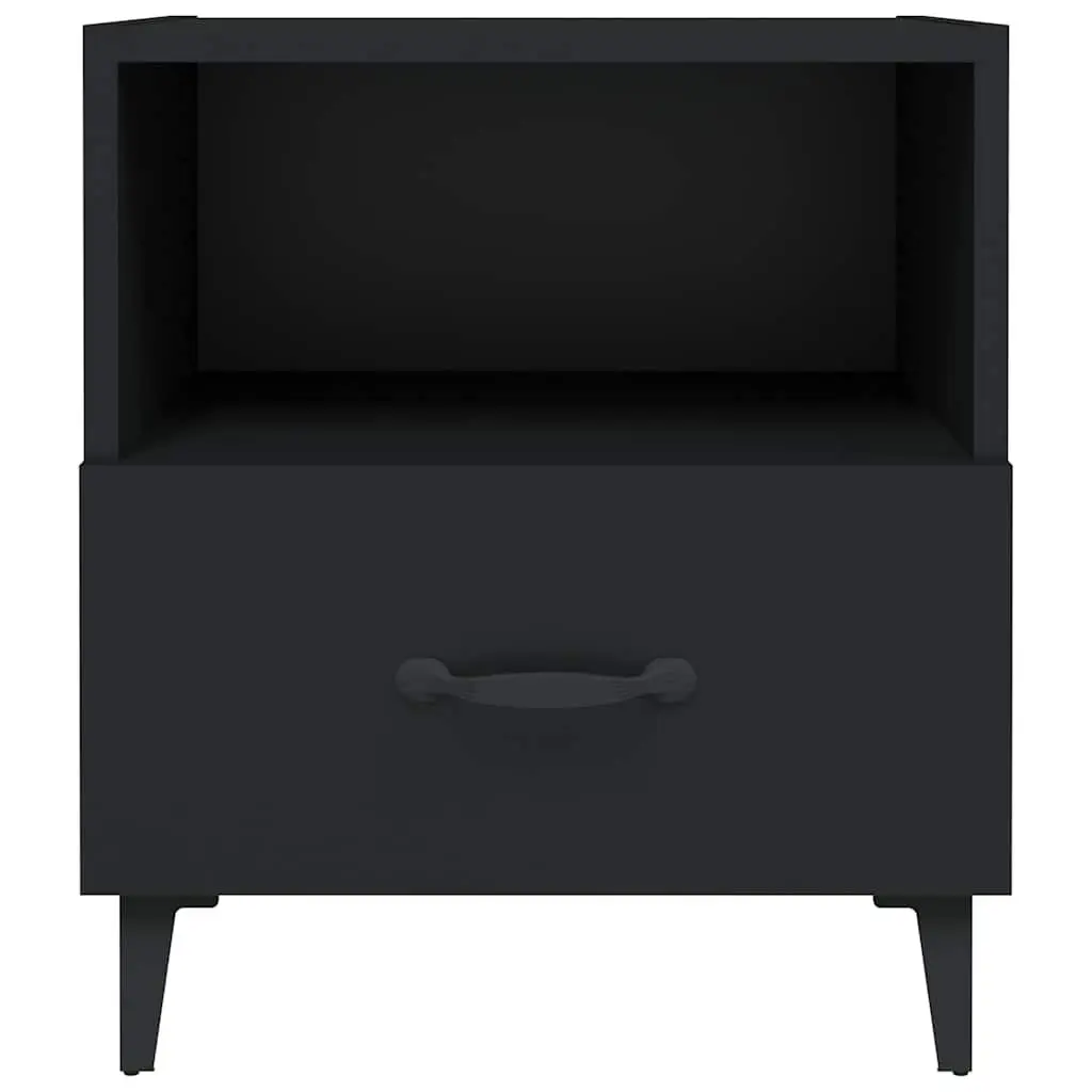 Bedside Cabinets 2 pcs Black Storage Nightstand Drawer Shelf Bedroom Furniture
