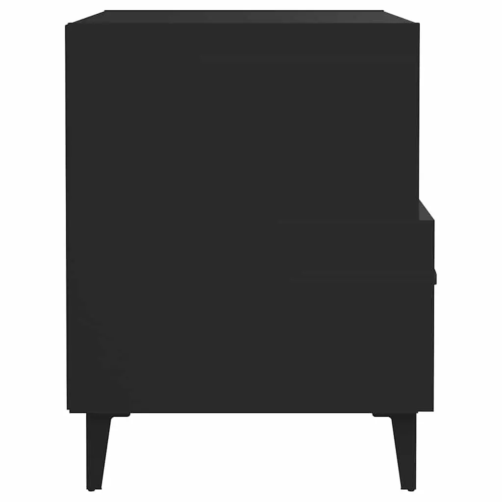 Bedside Cabinets 2 pcs Black Storage Nightstand Drawer Shelf Bedroom Furniture
