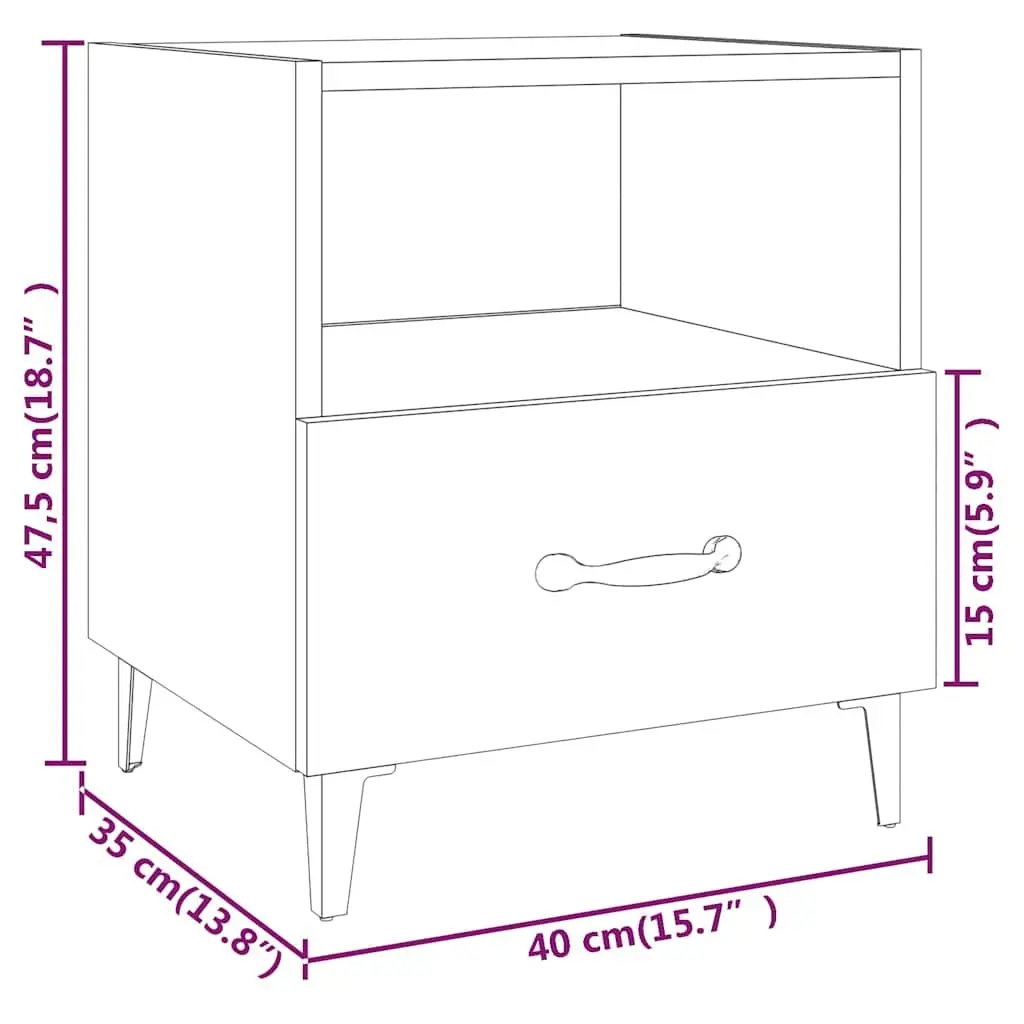 Bedside Cabinets 2 pcs Black Storage Nightstand Drawer Shelf Bedroom Furniture