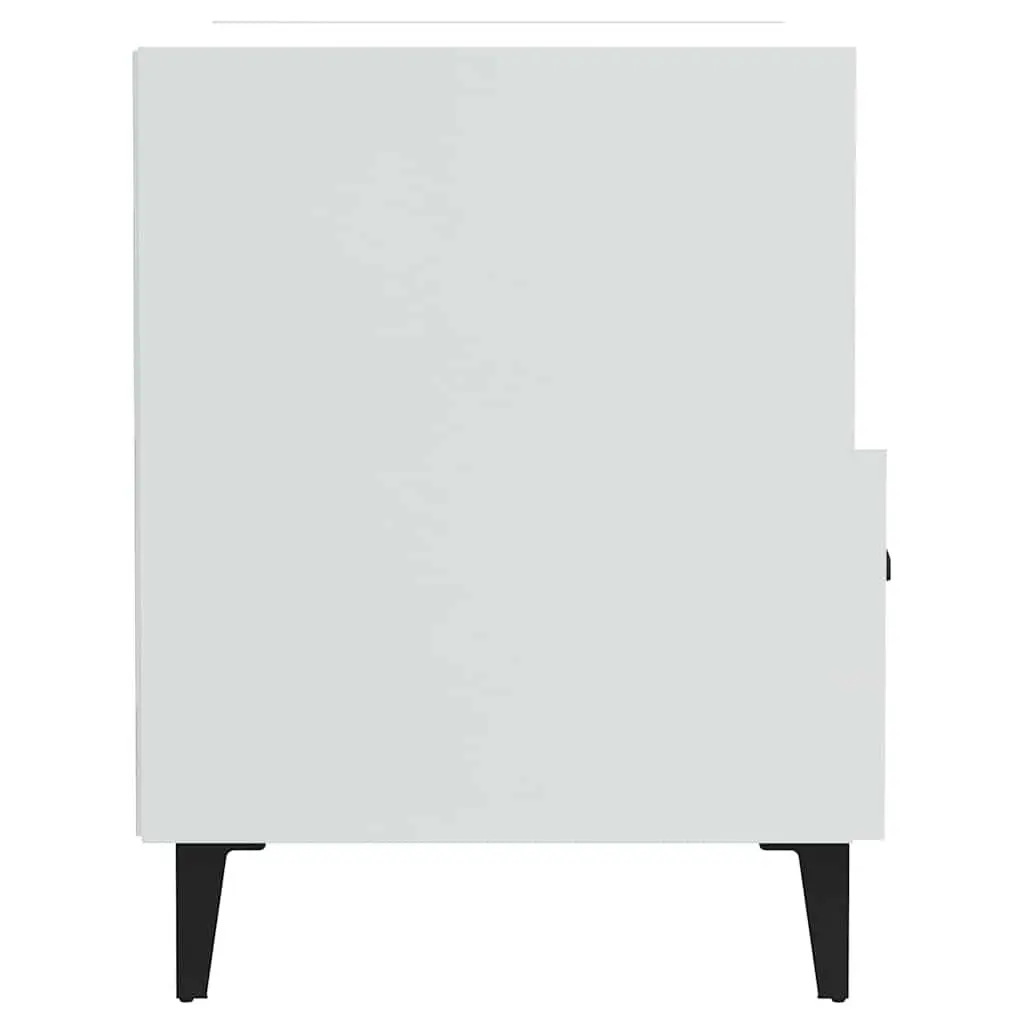 Bedside Cabinets 2 pcs High Gloss White Engineered Wood Nightstand Drawers