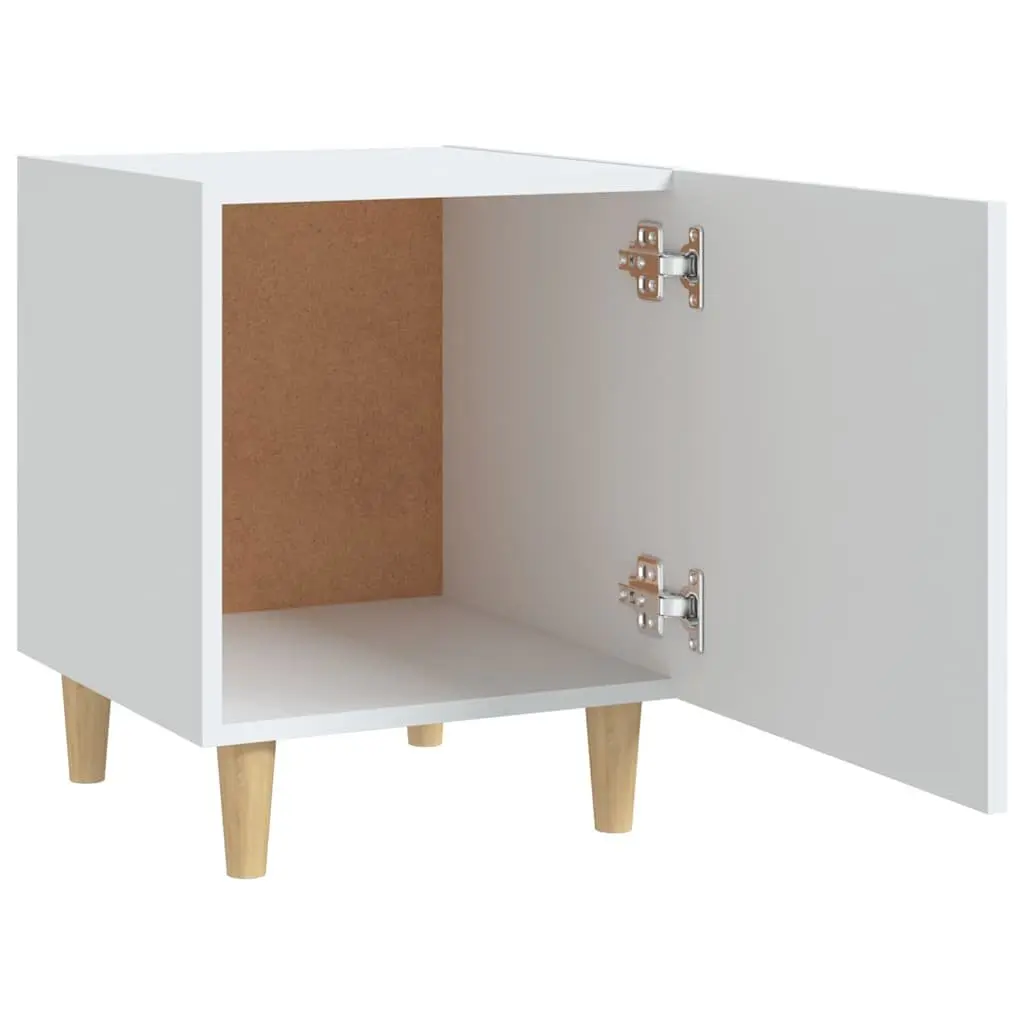 White Engineered Wood Bedside Cabinets, Set of 2