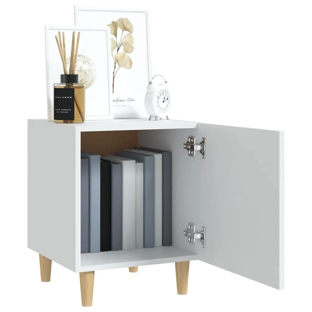 White Engineered Wood Bedside Cabinets, Set of 2