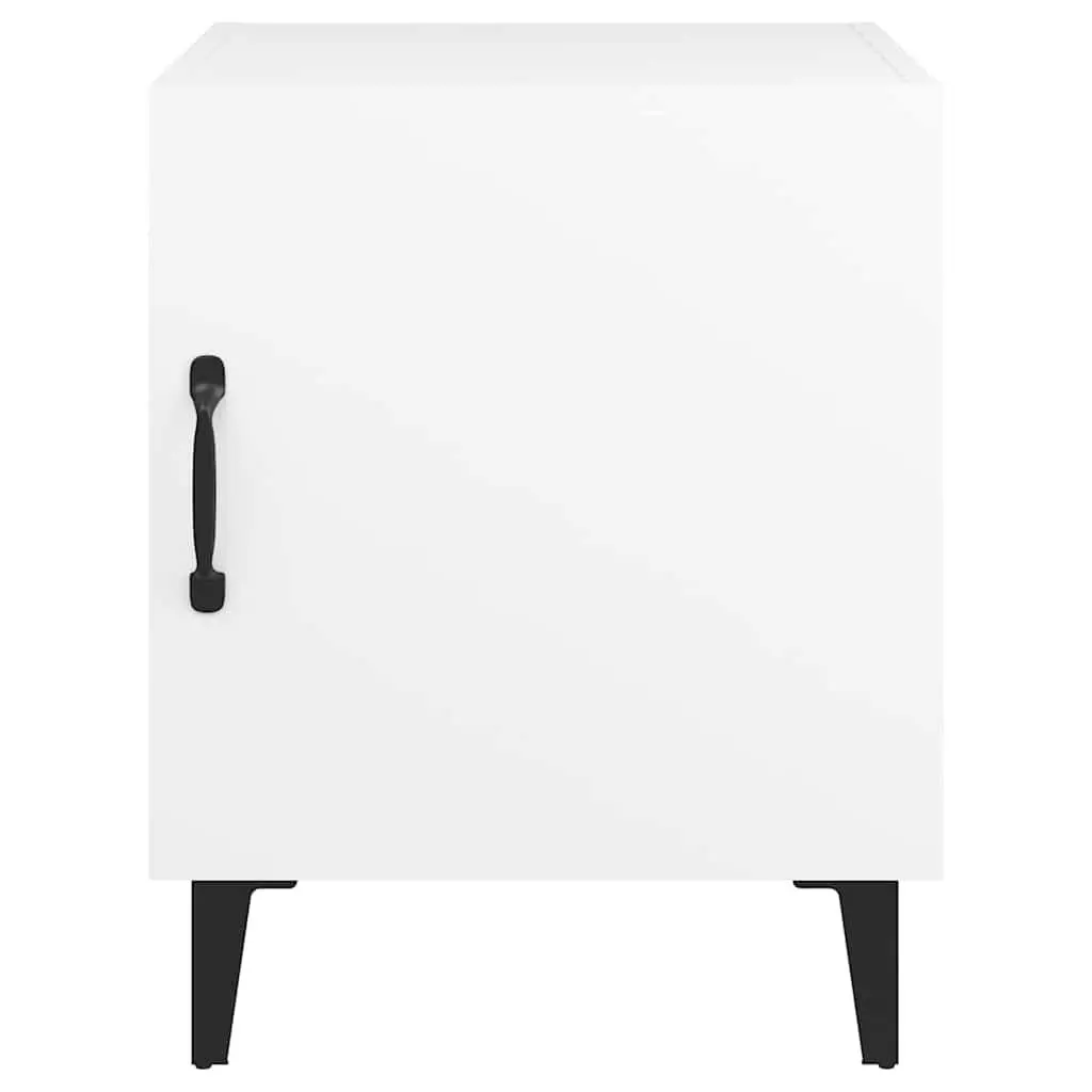 Bedside Cabinet White 2 Pieces Engineered Wood Storage Nightstand Organizer