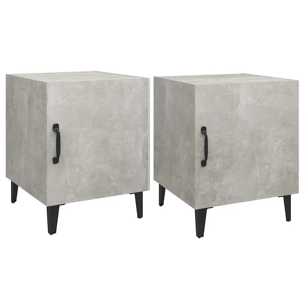 Grey Engineered Wood Bedside Cabinets, 2 pcs