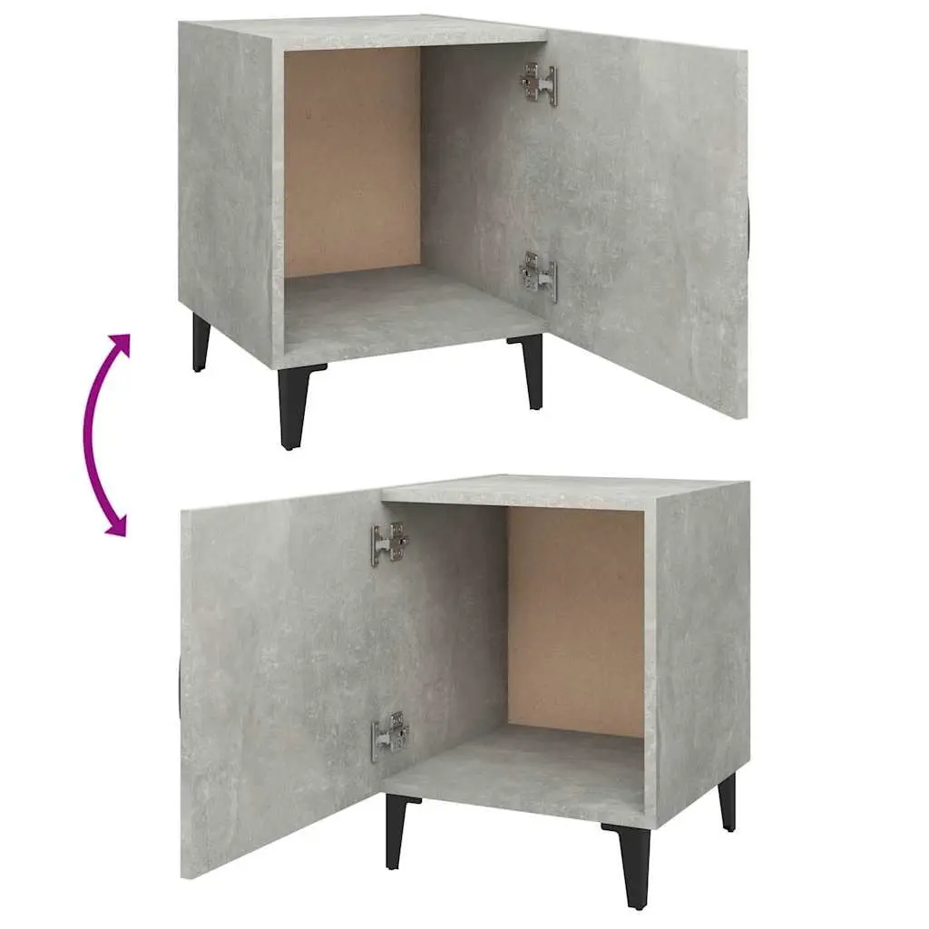 Grey Engineered Wood Bedside Cabinets, 2 pcs