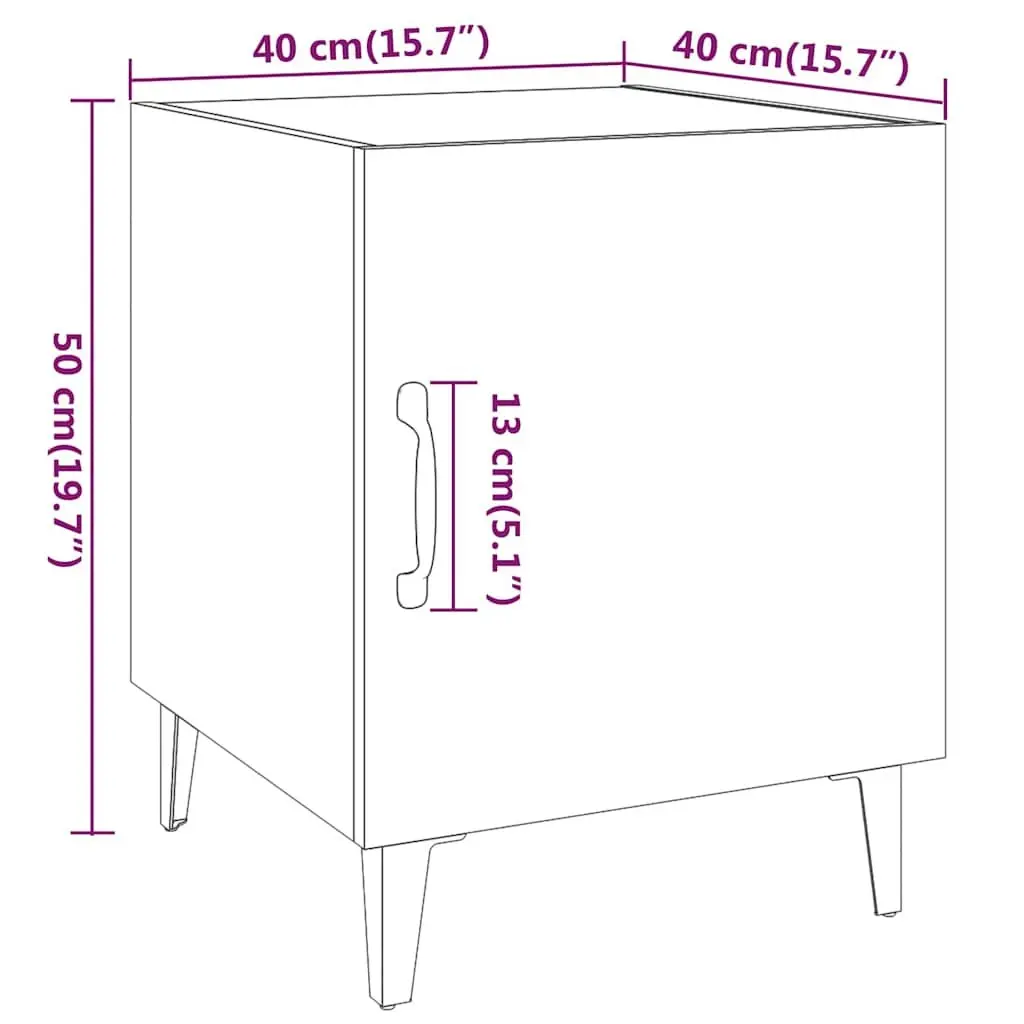 Bedside Table Engineered Wood White High Gloss Size Storage Cabinet