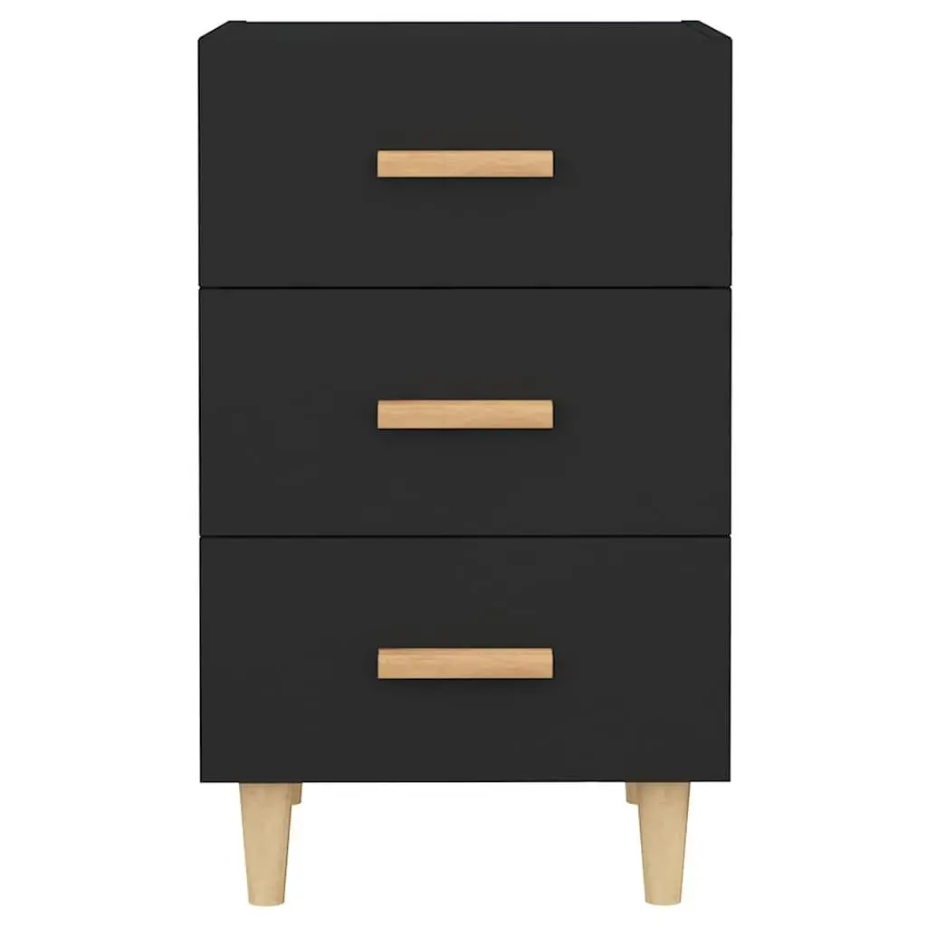 Black 3 Drawer Nightstand for Bedroom Storage