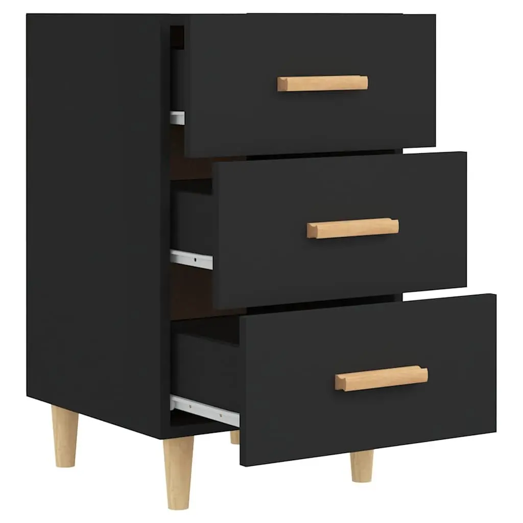 Black 3 Drawer Nightstand for Bedroom Storage