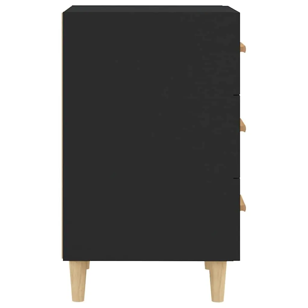 Black 3 Drawer Nightstand for Bedroom Storage