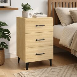 Elegant Brown Nightstand with 3 Drawers for Storage