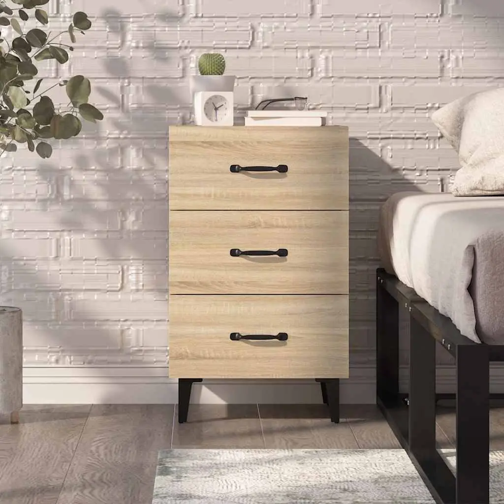 Brown Nightstand with 3 Drawers for Storage