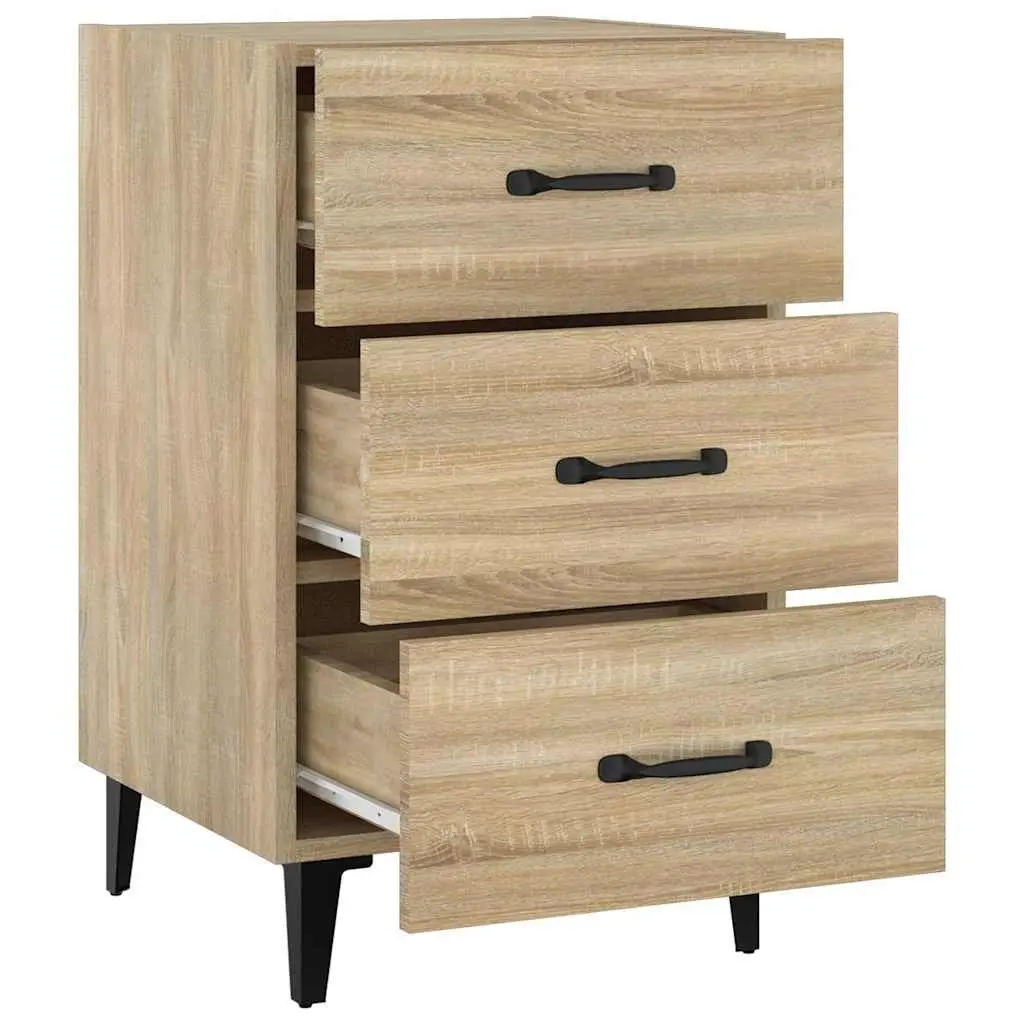Brown Nightstand with 3 Drawers for Storage