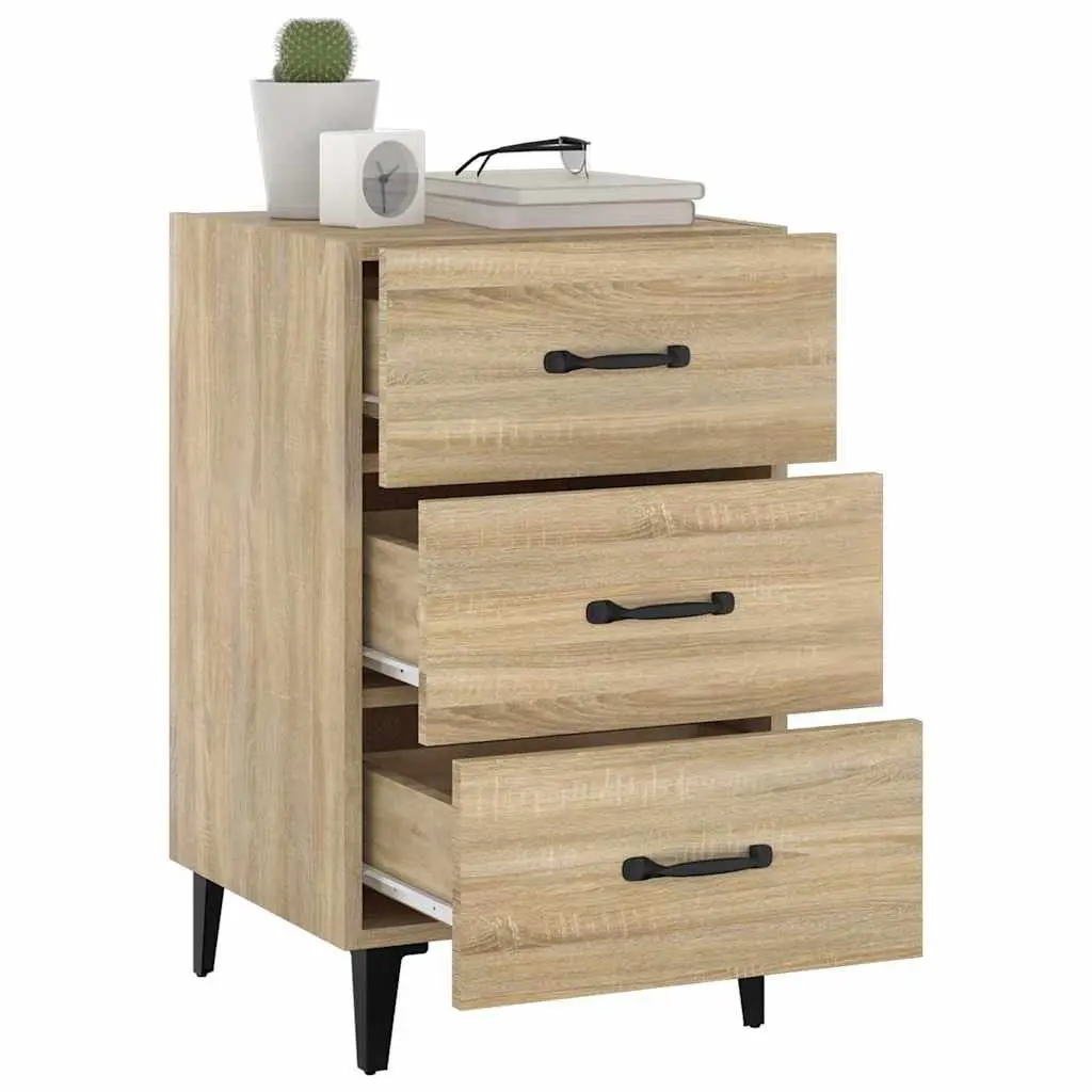 Brown Nightstand with 3 Drawers for Storage