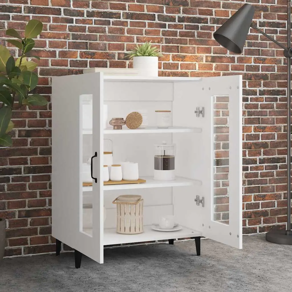 White Sideboard Cabinet with Glass Doors