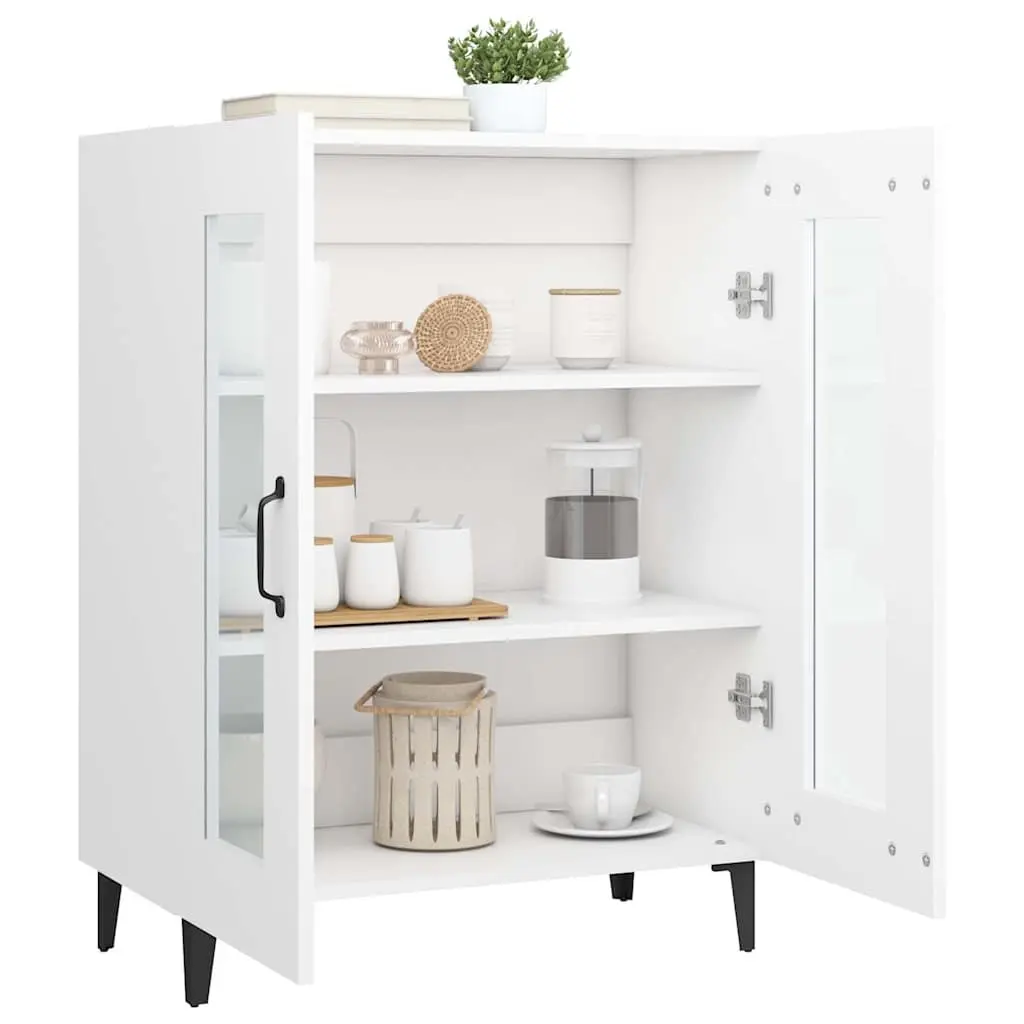 White Sideboard Cabinet with Glass Doors