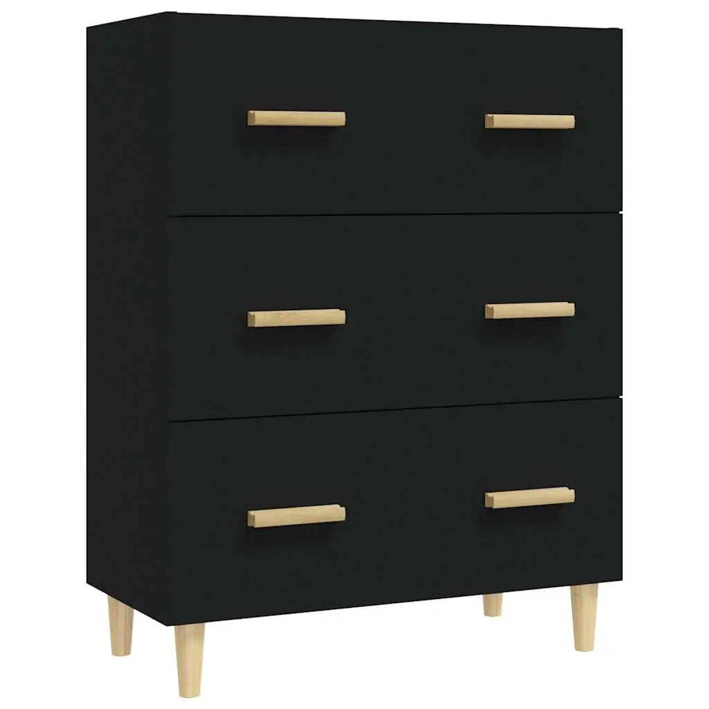 Black Sideboard Storage Cabinet with 3 Drawers