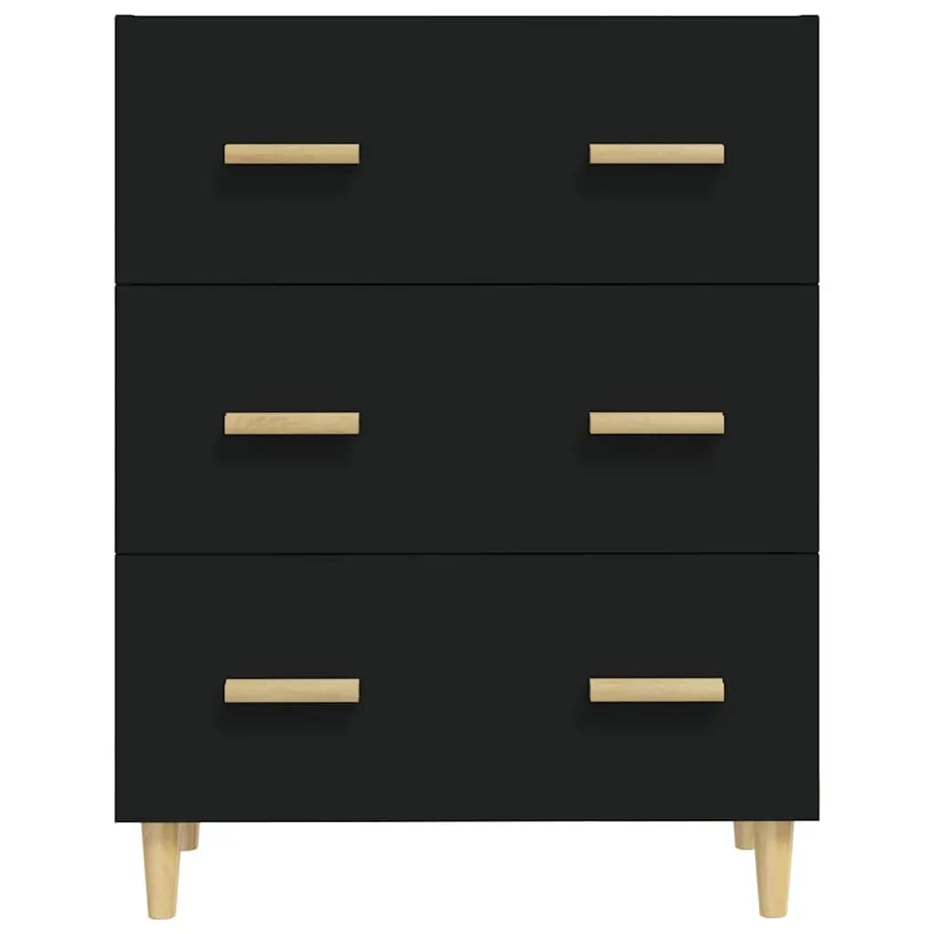 Black Sideboard Storage Cabinet with 3 Drawers