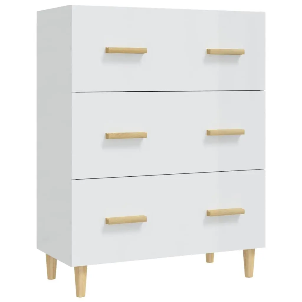 High Gloss White Sideboard with 3 Drawers