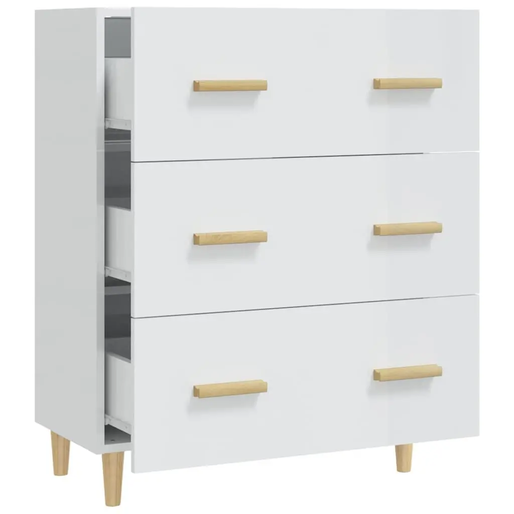 High Gloss White Sideboard with 3 Drawers