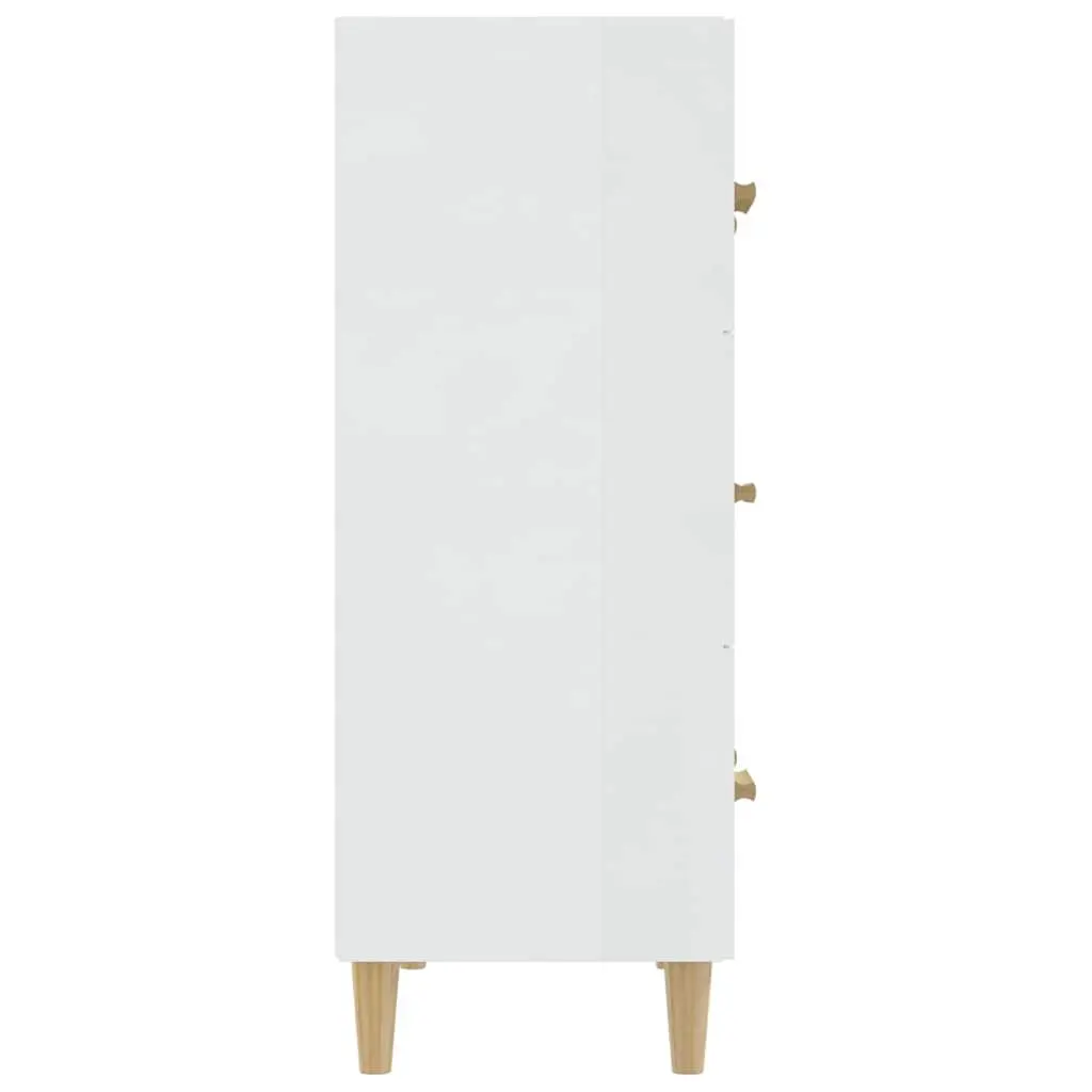 High Gloss White Sideboard with 3 Drawers