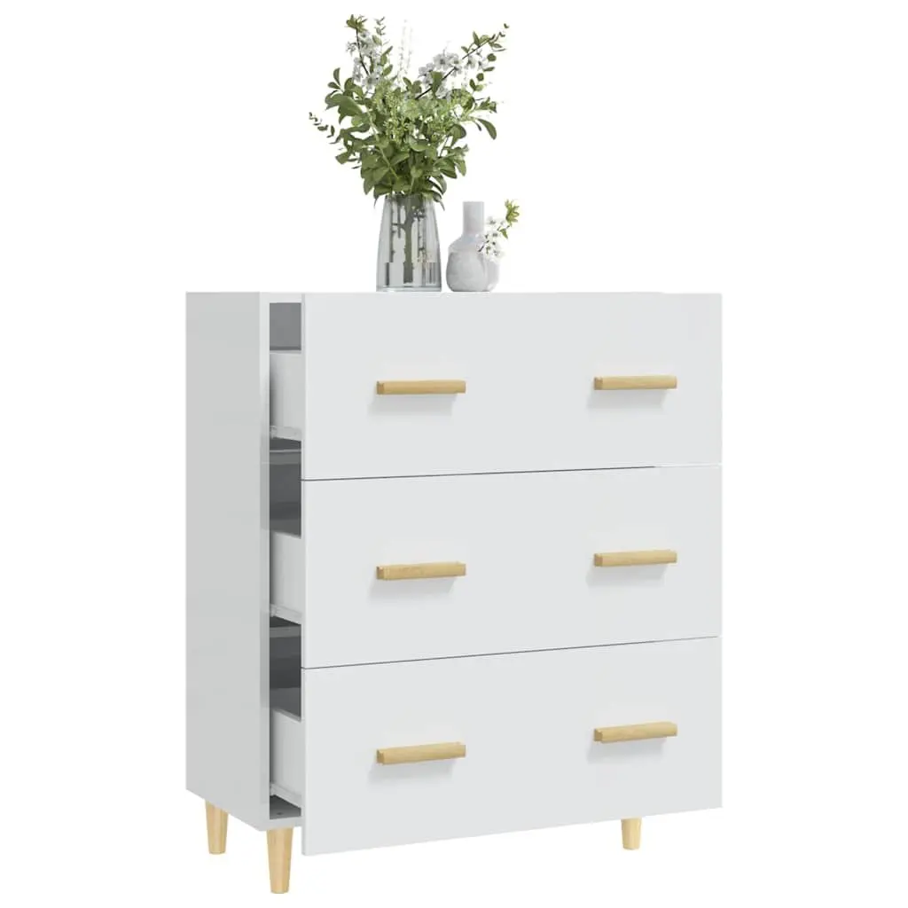 High Gloss White Sideboard with 3 Drawers