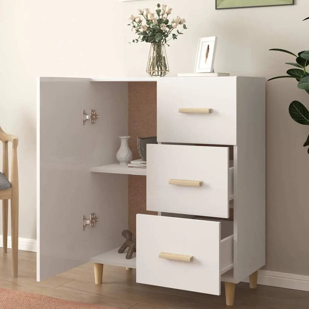High Gloss White Sideboard with 3 Drawers