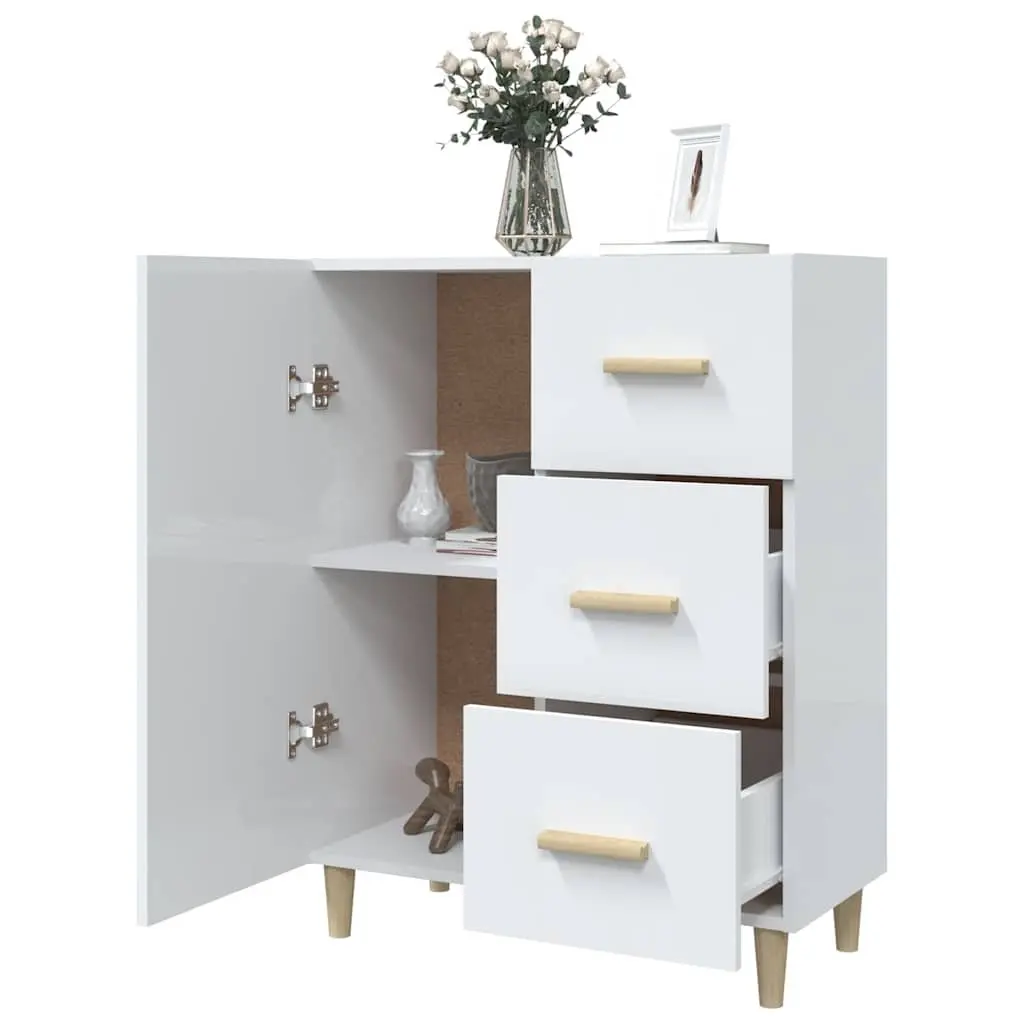 High Gloss White Sideboard with 3 Drawers