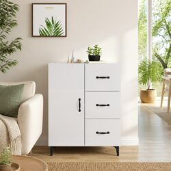 High Gloss White Sideboard with 3 Drawers and 1 Door