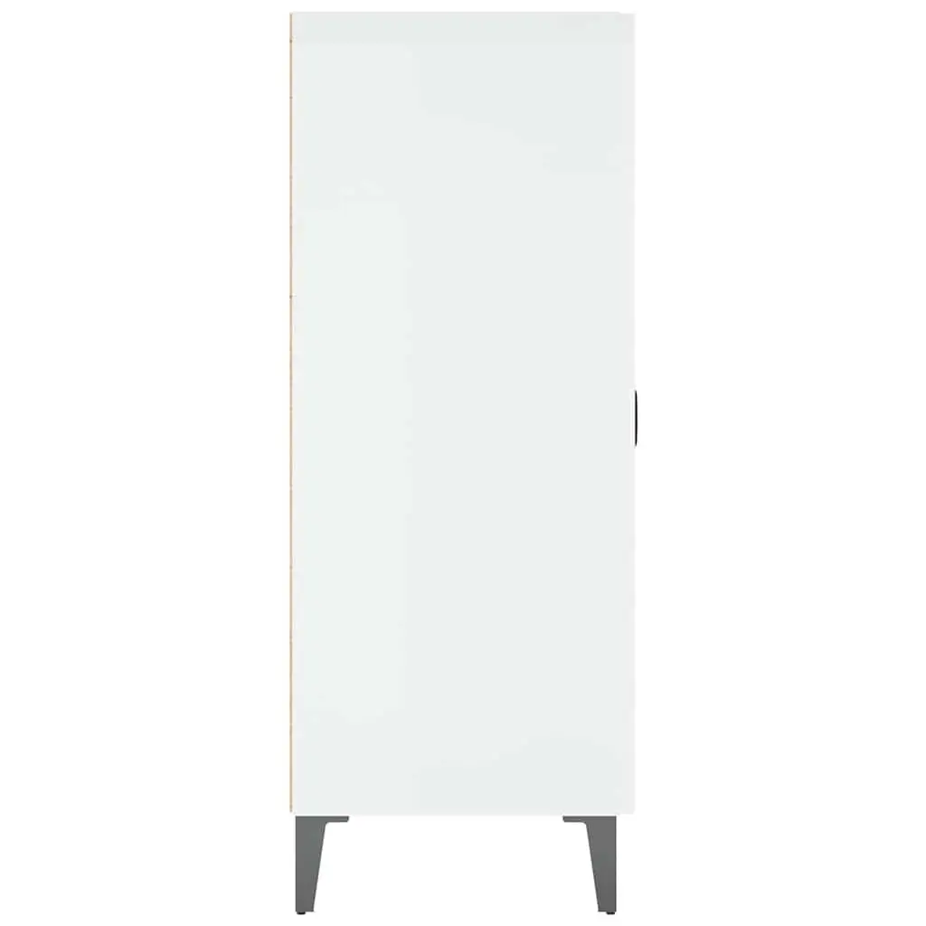 Sideboard Engineered Wood 69.5 x 34 x 90 cm High Gloss White Storage Cabinet 1 Door 3 Drawers