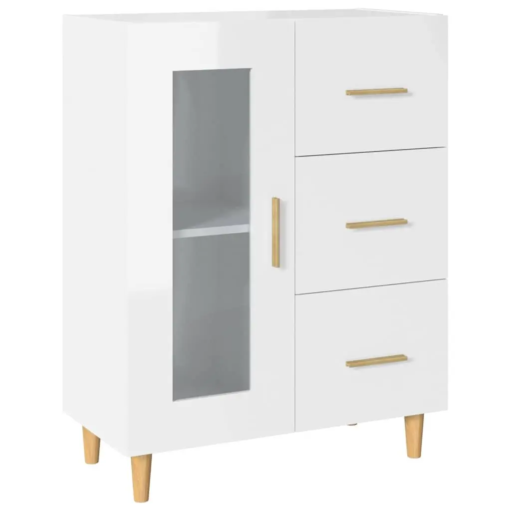 High Gloss White Storage Sideboard with Glass Door