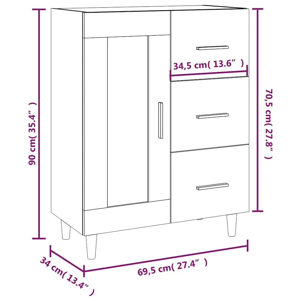 High Gloss White Storage Sideboard with Glass Door