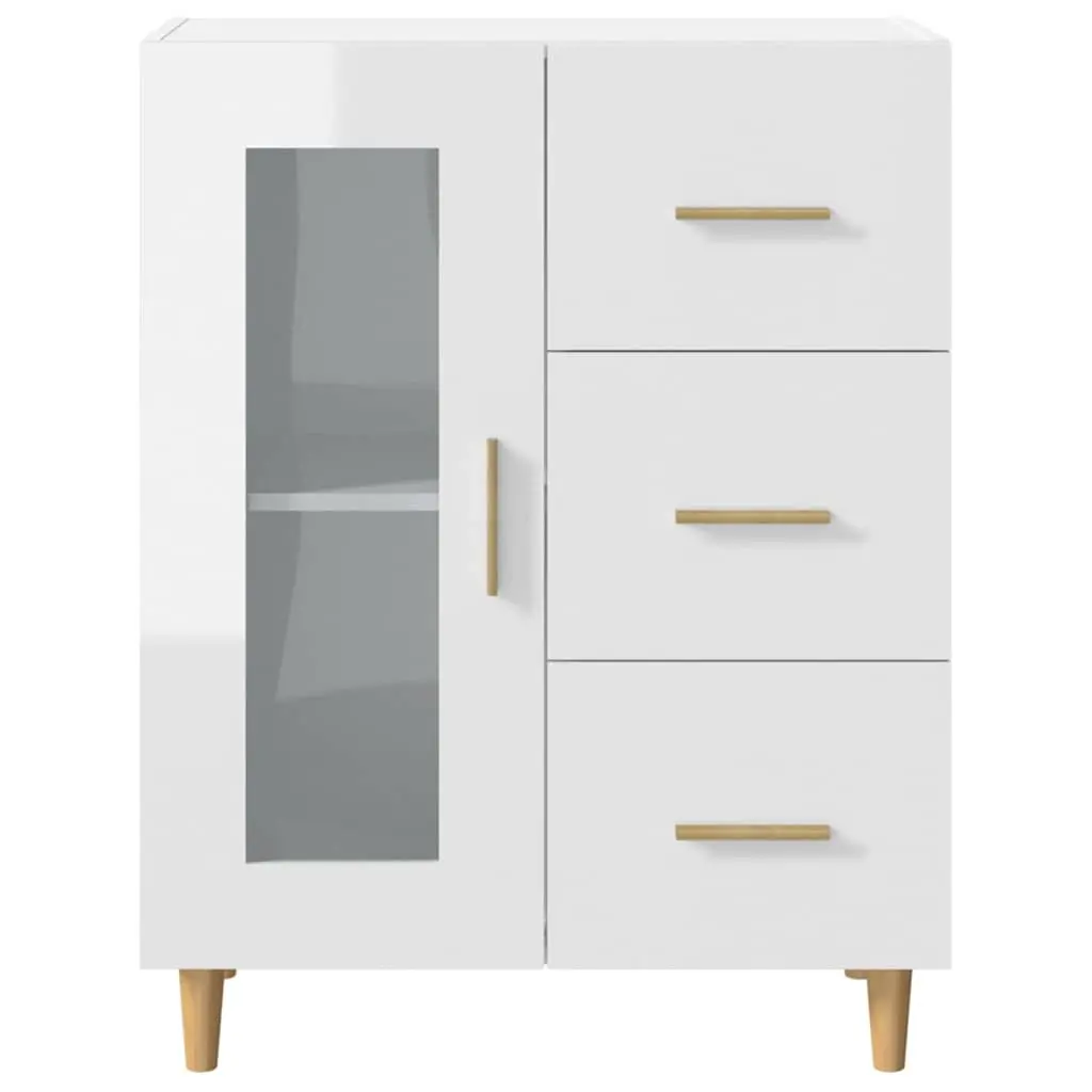High Gloss White Storage Sideboard with Glass Door
