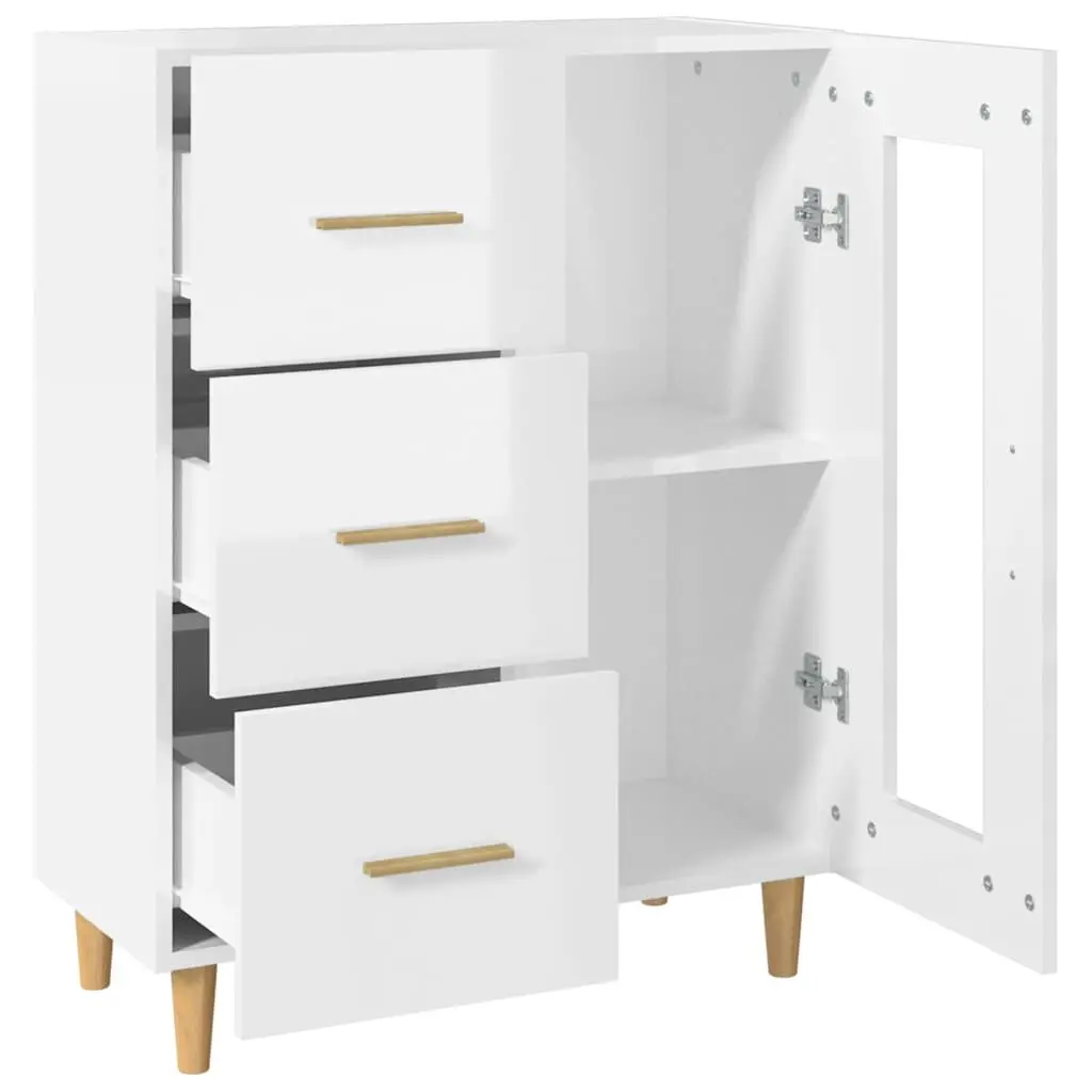 High Gloss White Storage Sideboard with Glass Door