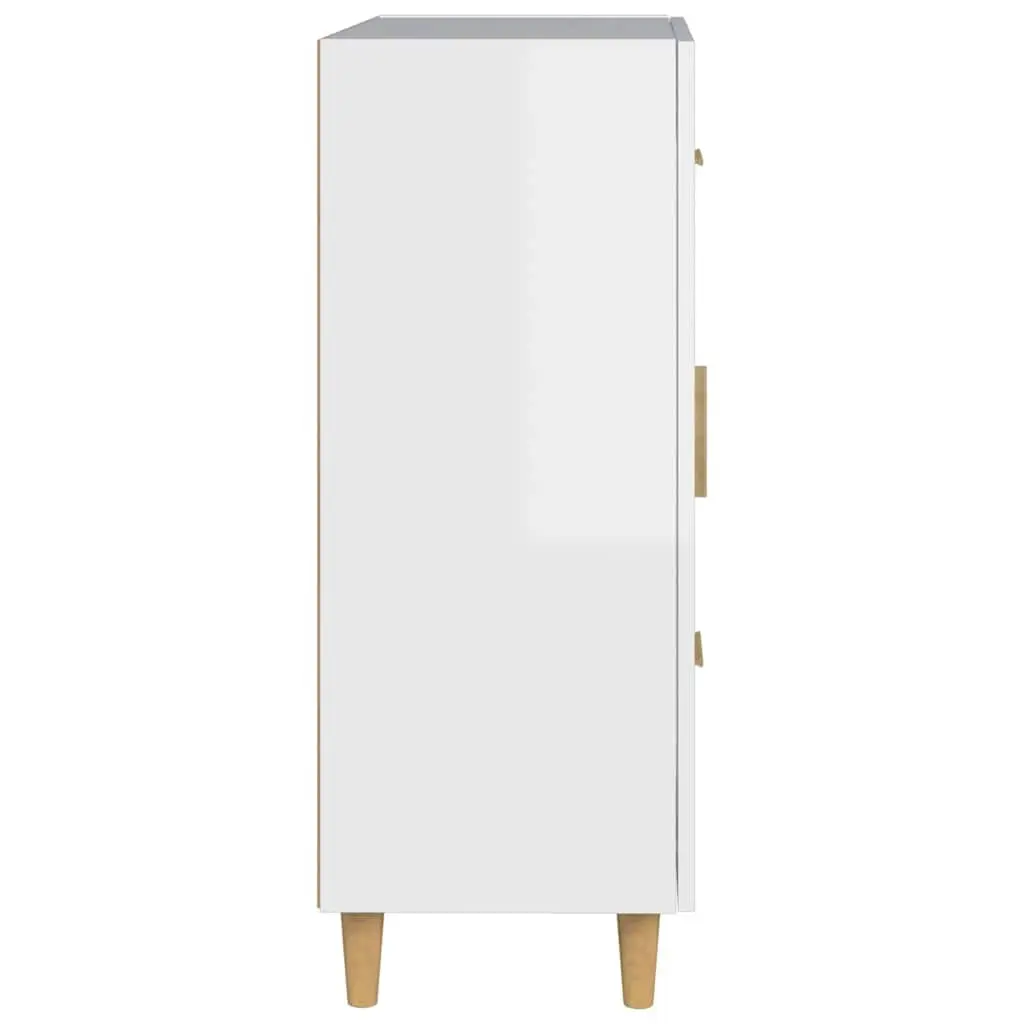 High Gloss White Storage Sideboard with Glass Door