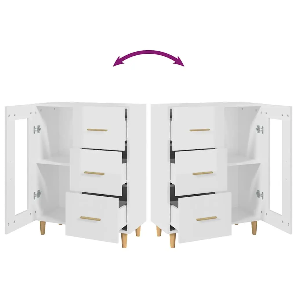 High Gloss White Storage Sideboard with Glass Door