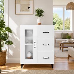 Sideboard High Gloss White Storage Cabinet 69.5x34x90 cm Engineered Wood