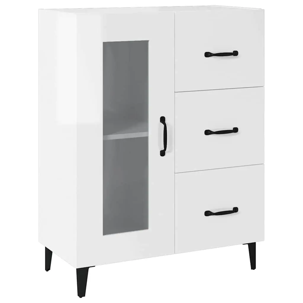 Sideboard Engineered Wood 69.5x34x90 cm High Gloss White