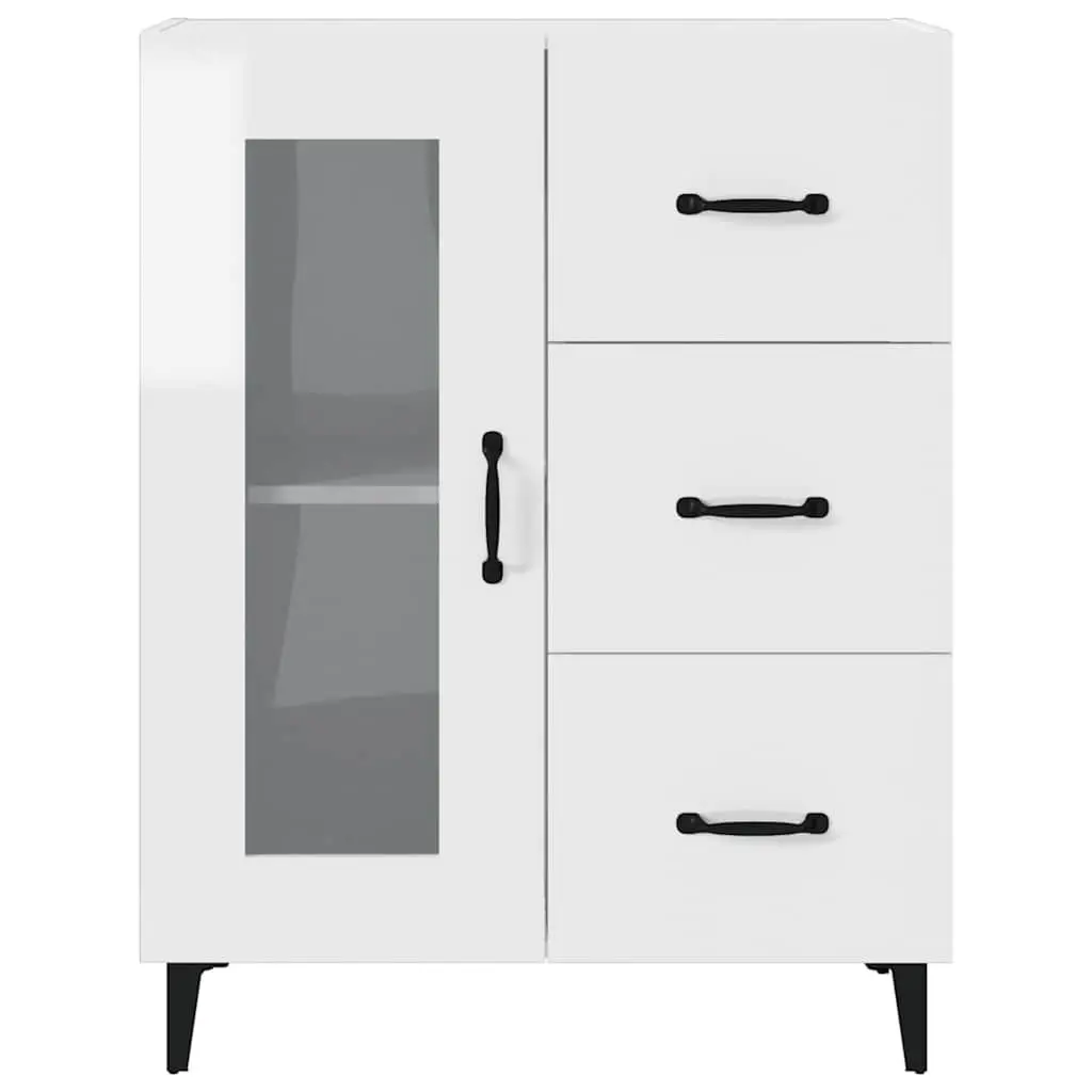 Sideboard Engineered Wood 69.5x34x90 cm High Gloss White