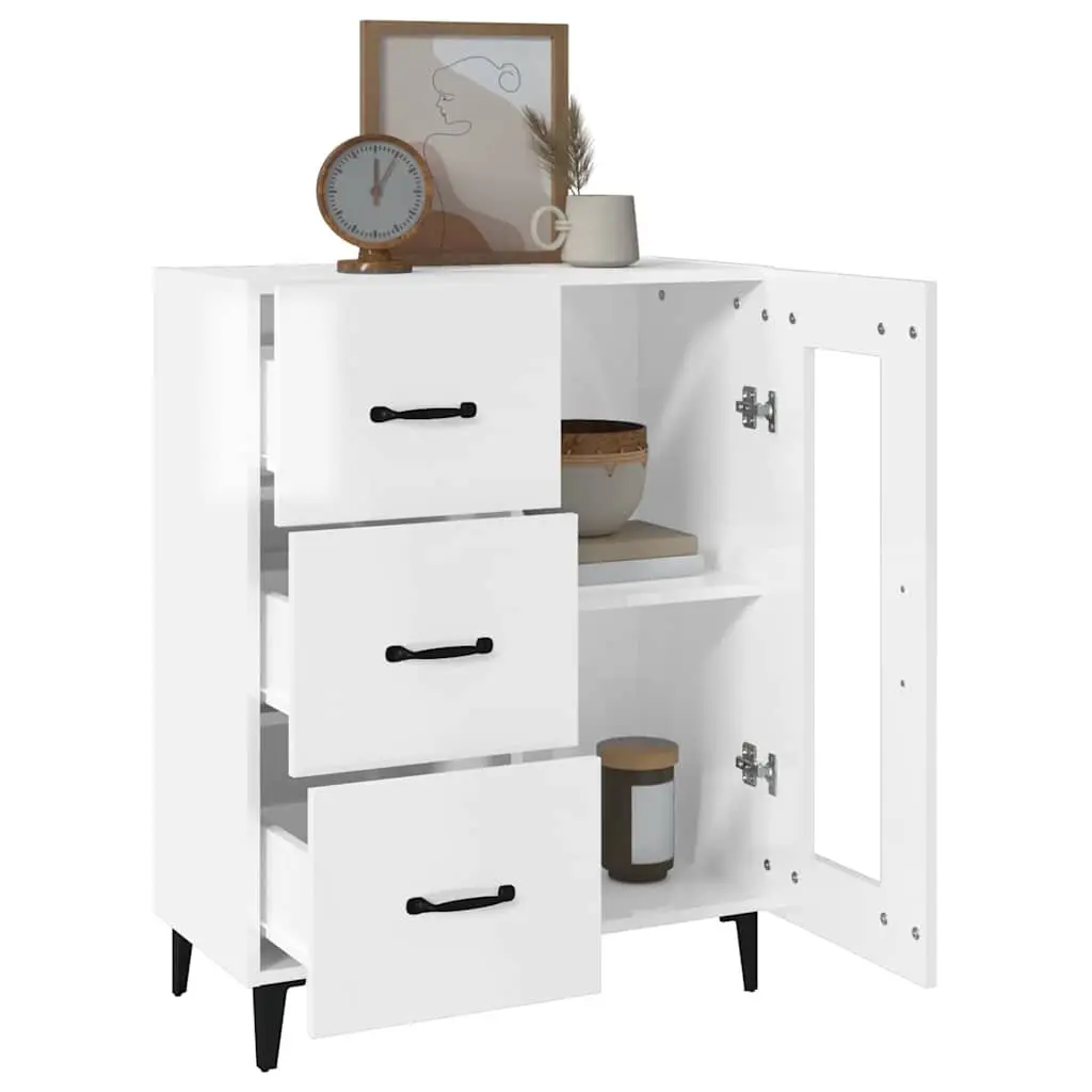 Sideboard Engineered Wood 69.5x34x90 cm High Gloss White