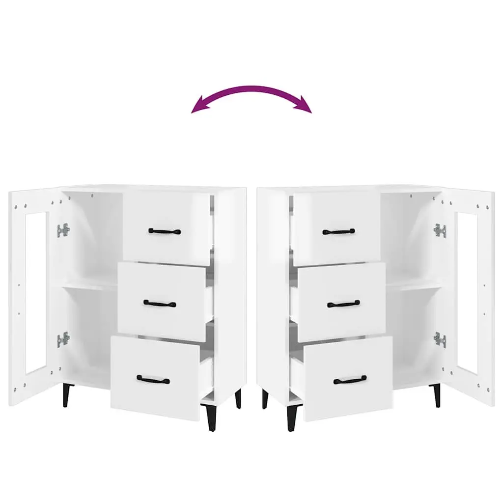 Sideboard Engineered Wood 69.5x34x90 cm High Gloss White