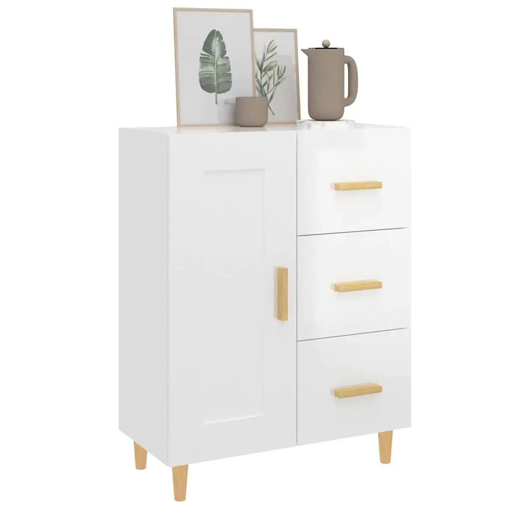 Sideboard Engineered Wood 69.5 x 34 x 90 cm White High Gloss