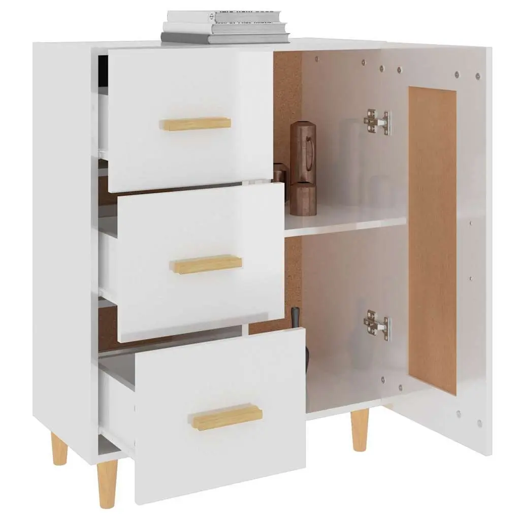 Sideboard Engineered Wood 69.5 x 34 x 90 cm White High Gloss