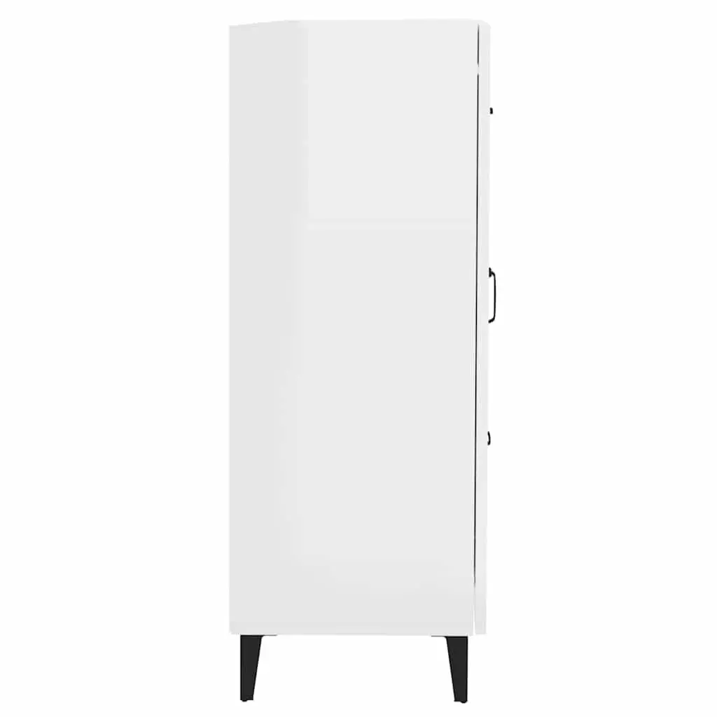 White High Gloss Sideboard Storage Cabinet Engineered Wood Living Room Furniture