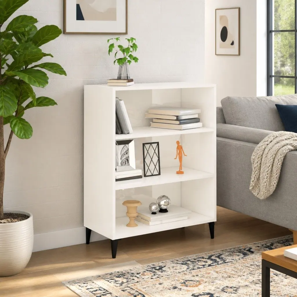 Sideboard Engineered Wood 69.5x32.5x90cm High Gloss White