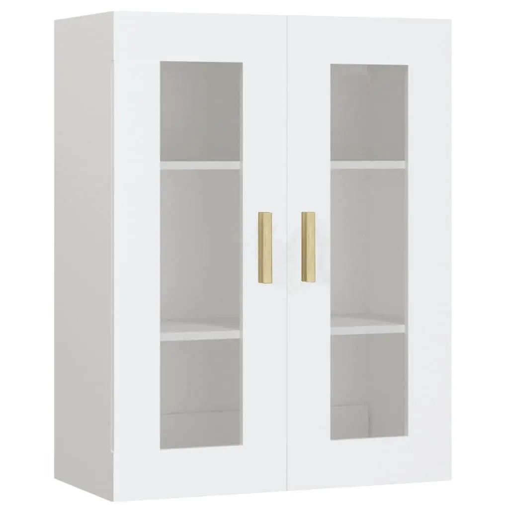 Hanging Wall Cabinet White Storage Organiser Engineered Wood 69.5x34x90cm