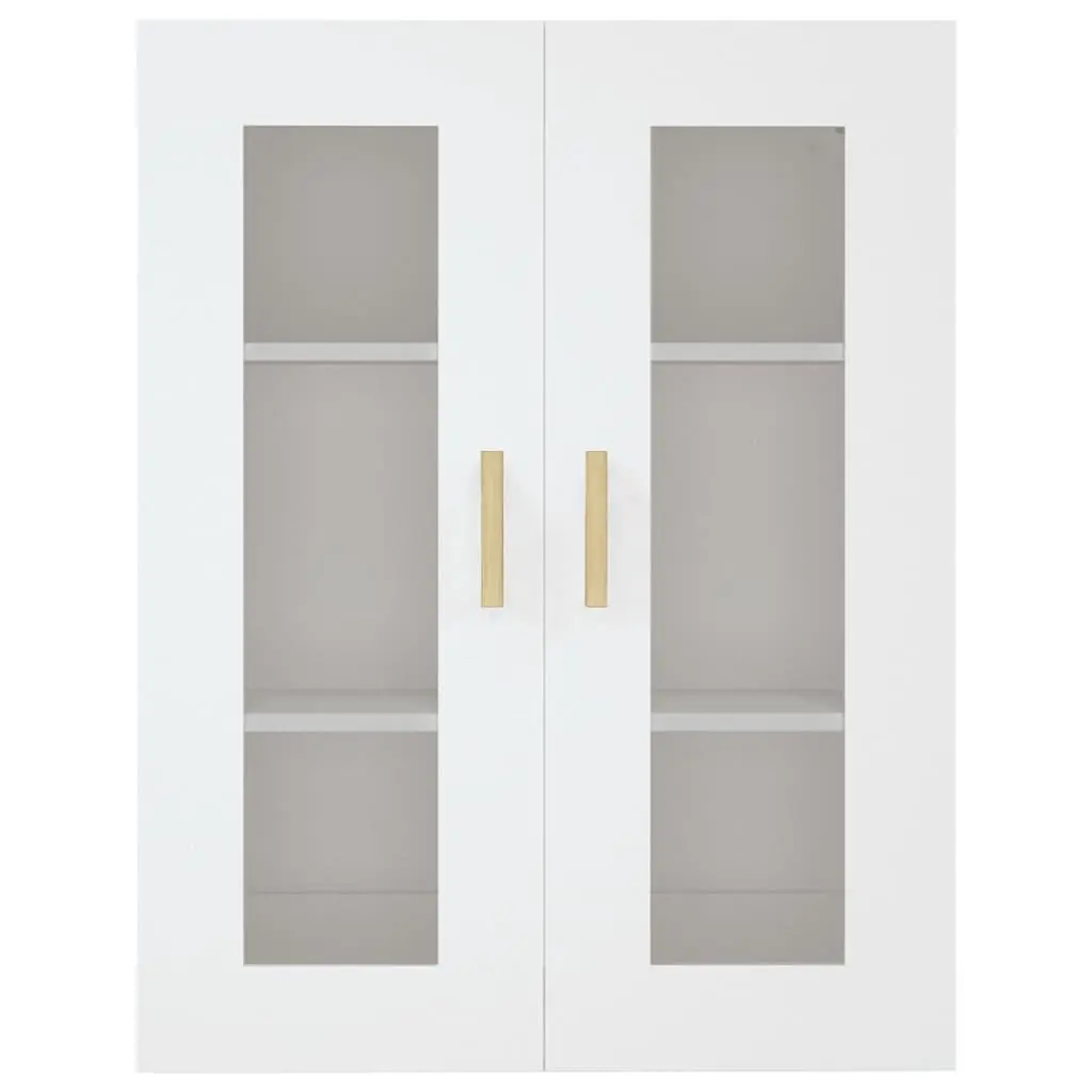 Hanging Wall Cabinet White Storage Organiser Engineered Wood 69.5x34x90cm