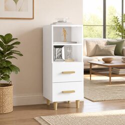 High Gloss White Sideboard with 2 Drawers & Shelves