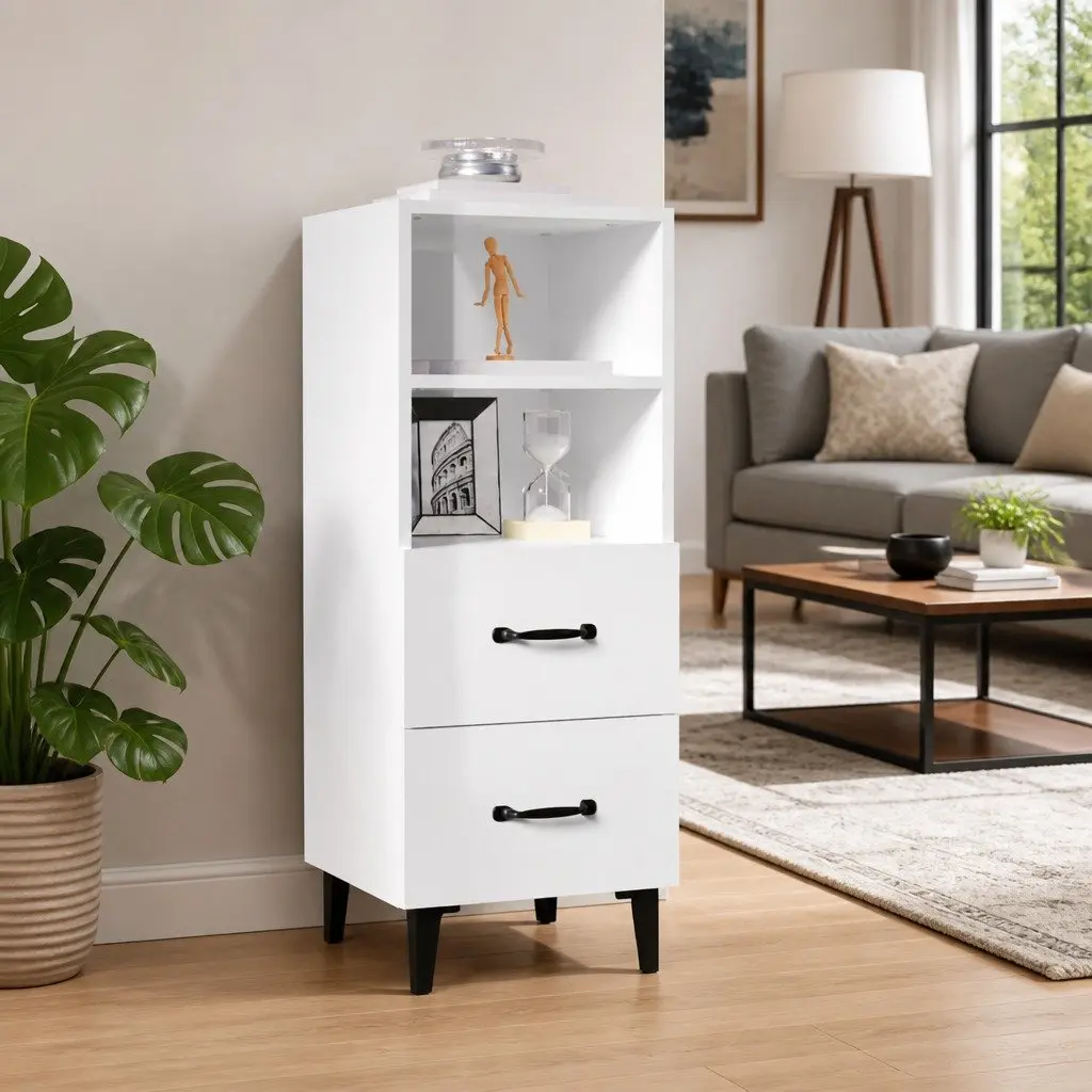 White High Gloss Sideboard Cabinet with Drawers