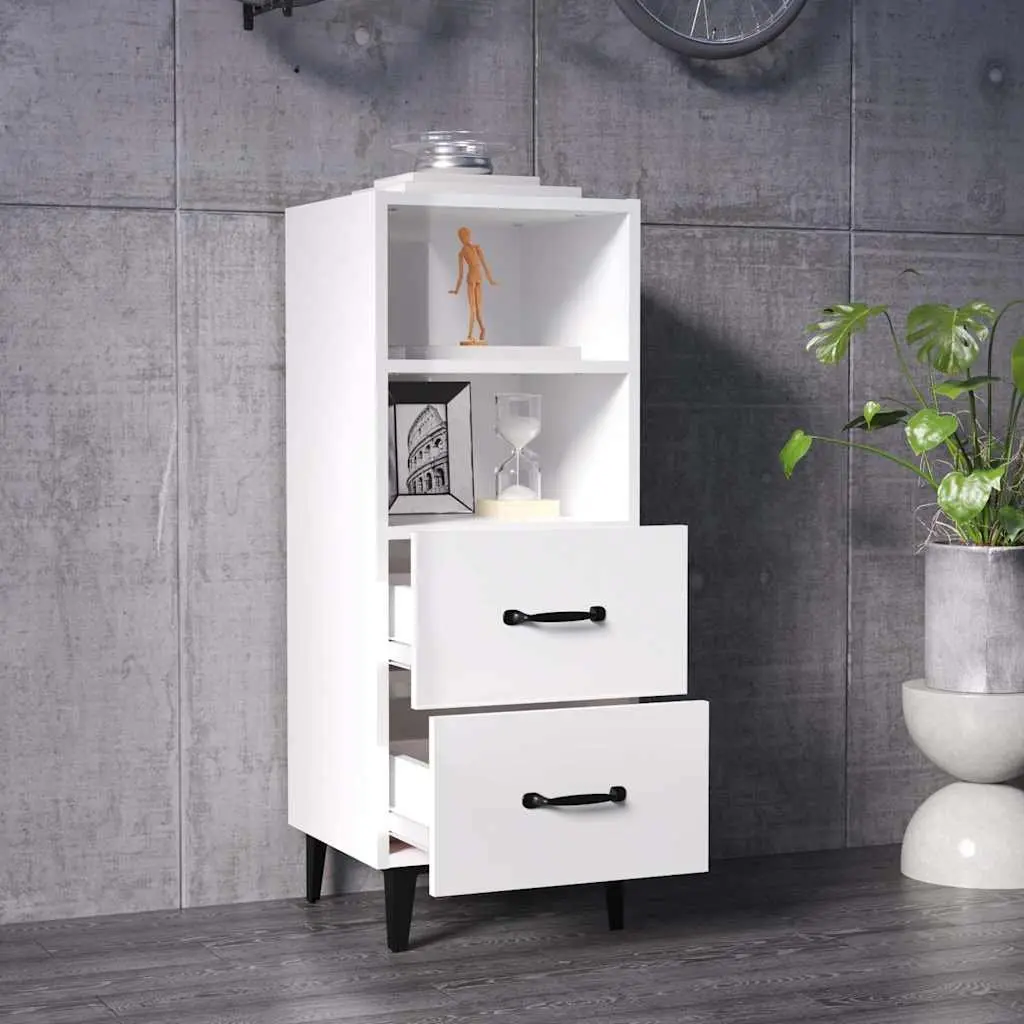 White High Gloss Sideboard Cabinet with Drawers